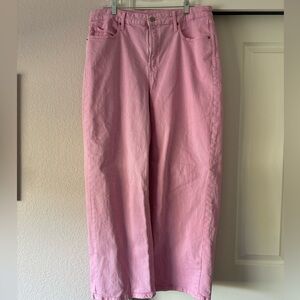 Old Navy Pink Extra High Waisted Sky-Hi Wide Leg Jeans, size 16 regular